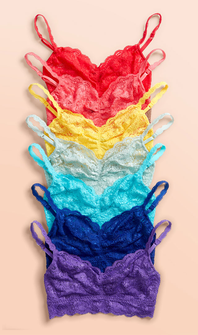 Rainbow lingerie styled and photographed by soft goods product photographer Kate Benson.