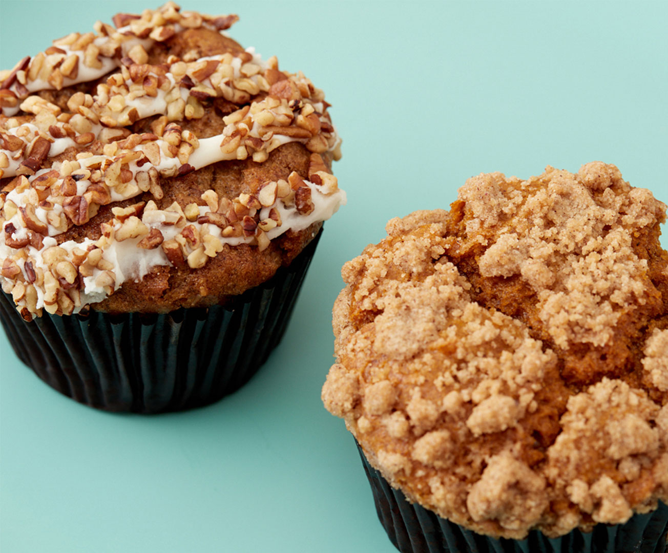 Closeup of breakfast muffins by food and beverage photographer Kate Benson.