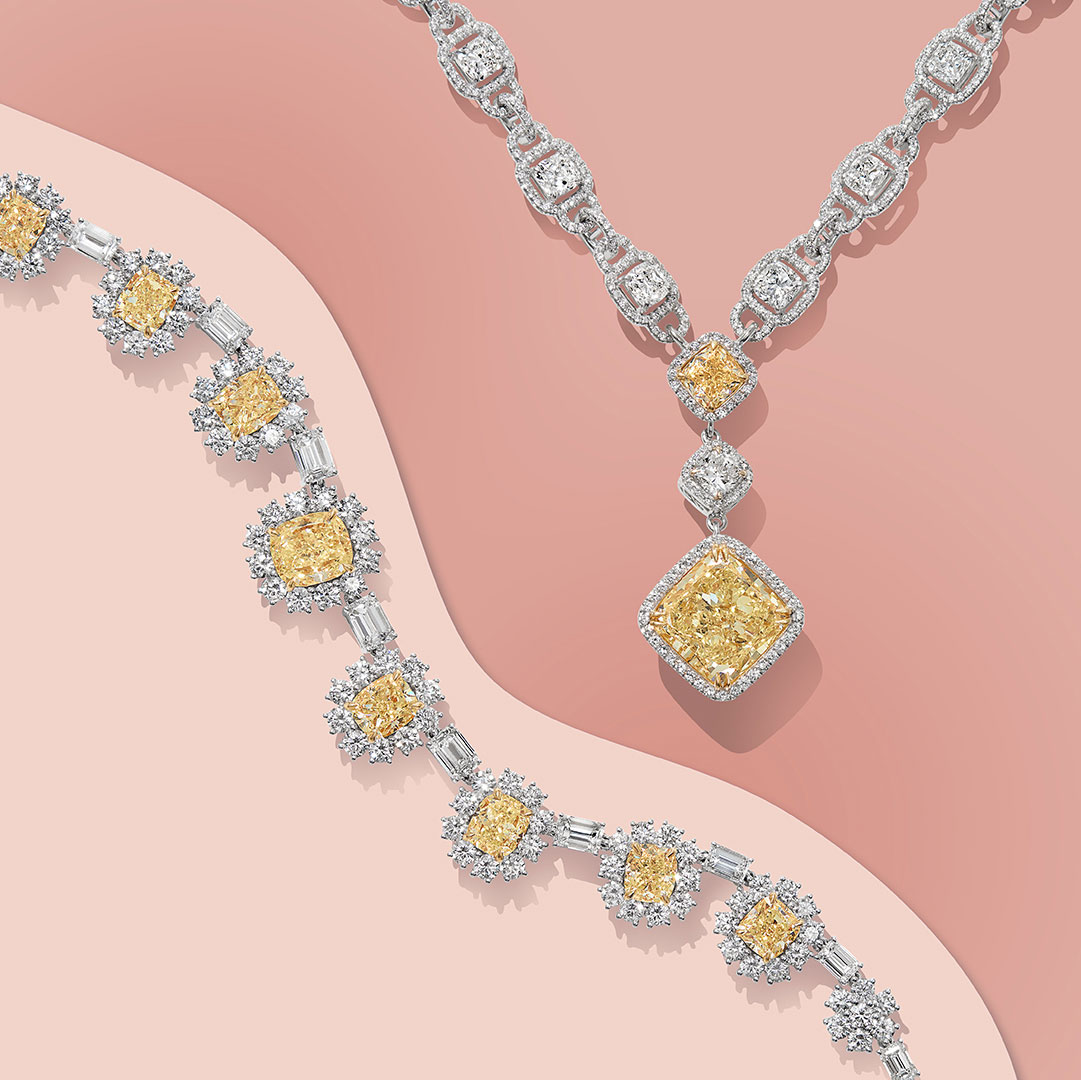 Diamond and gemstone jewellery set photographed by professional jewelry photographer Kate Benson.