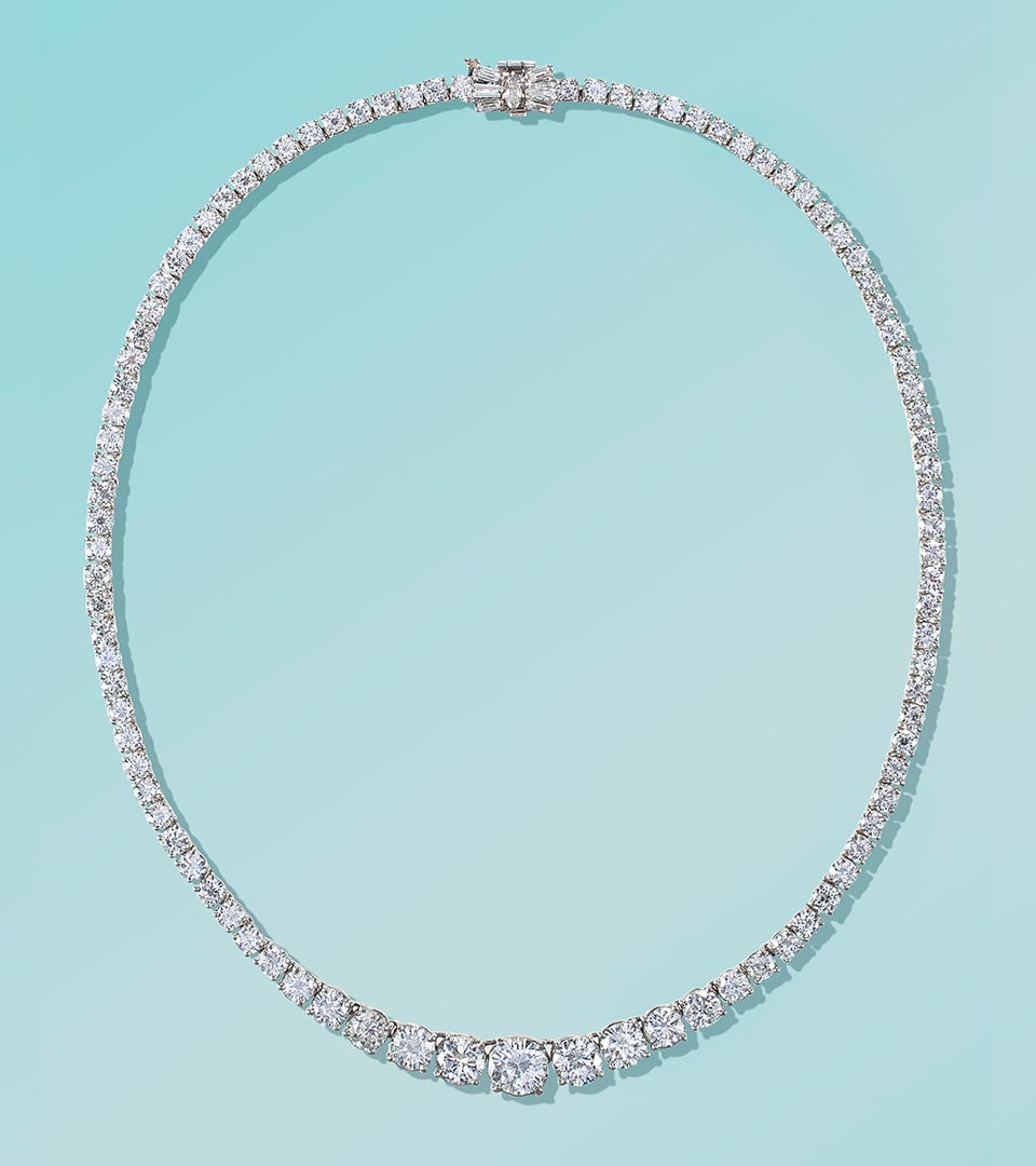 Fine estate jewelry photographer Kate Benson photographed diamond necklace.
