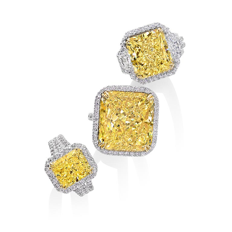 Diamond rings photographed by fine jewelry photographer Kate Benson.