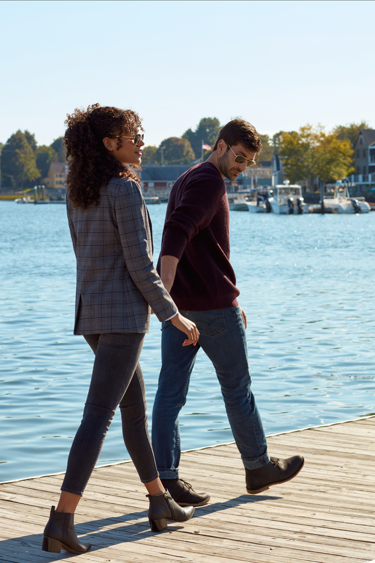 Accessories Product Lifestyle fashion Still Life Photographer Kate Benson brand experience location natural light photography social media library photographed two models walking on dock by water