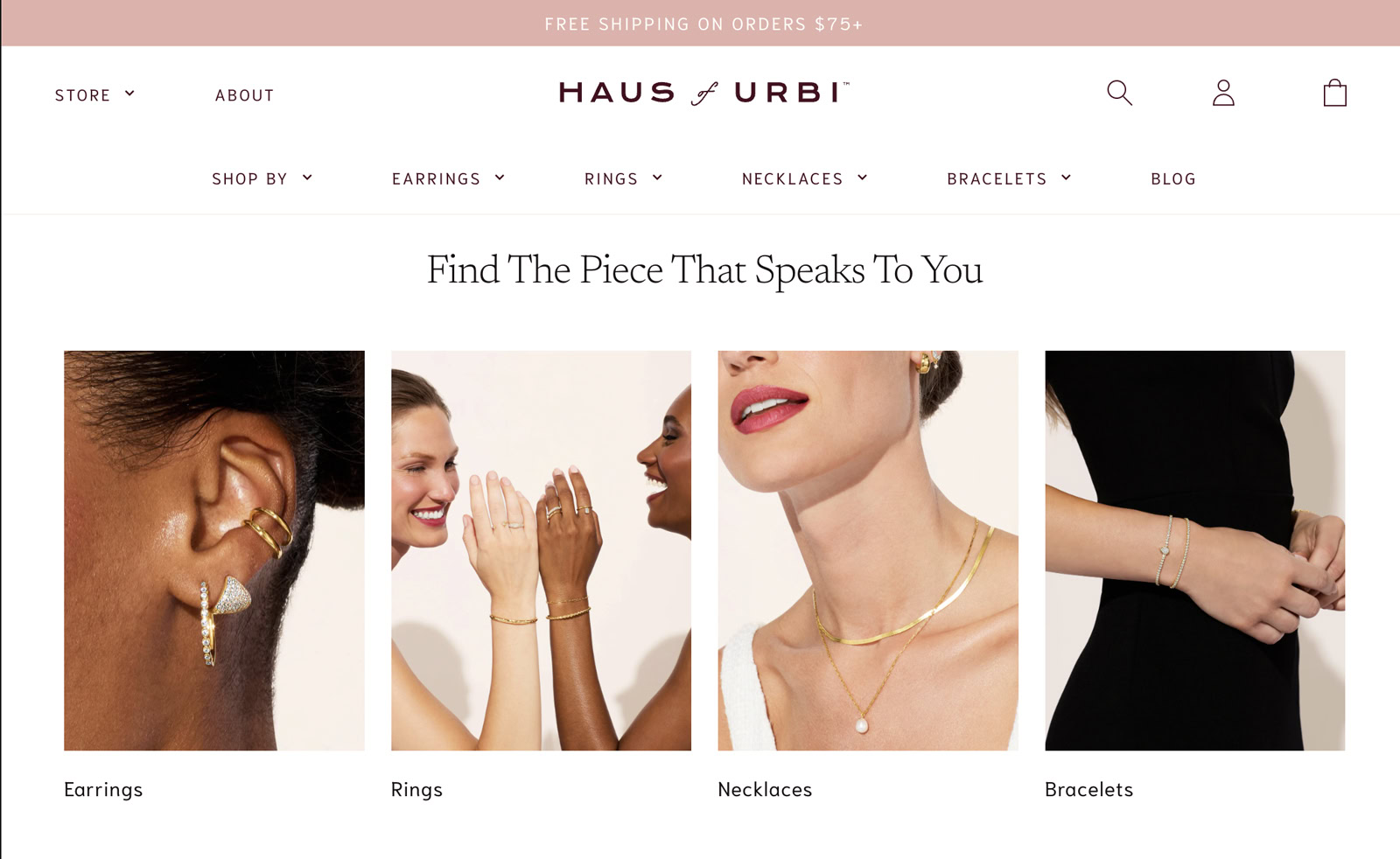 Jewelry website photographer category pages images